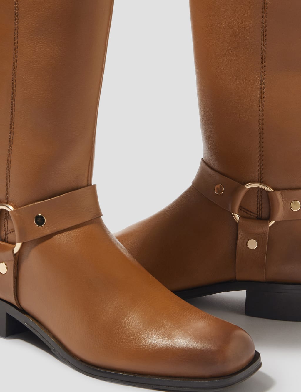 Leather Riding Block Heel Knee High Boots 3 of 3