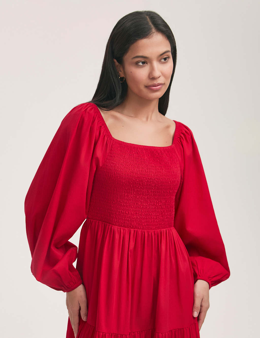 Pure Cotton Square Neck Midi Tiered Dress 4 of 4