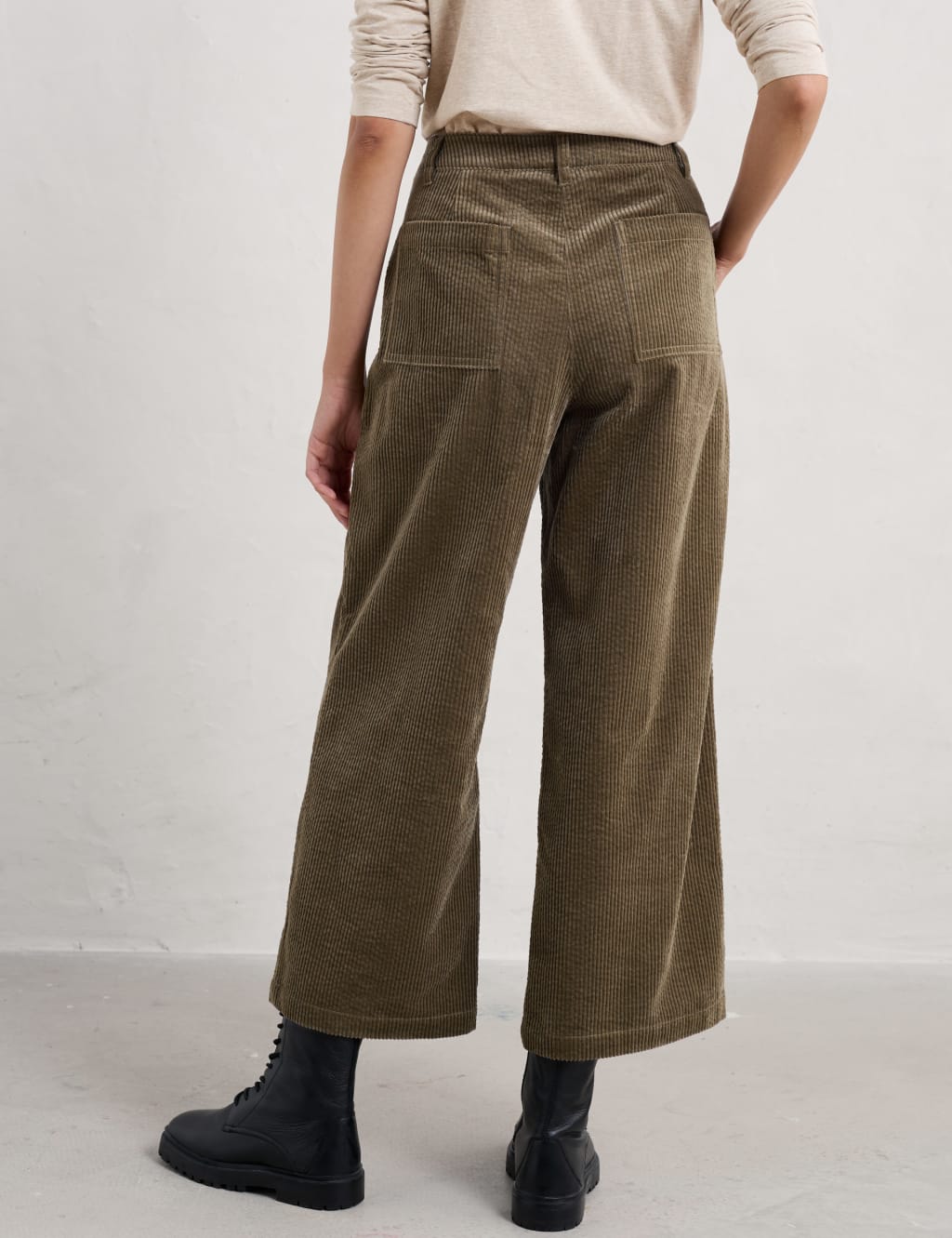 Cord Wide Leg Cropped Trousers