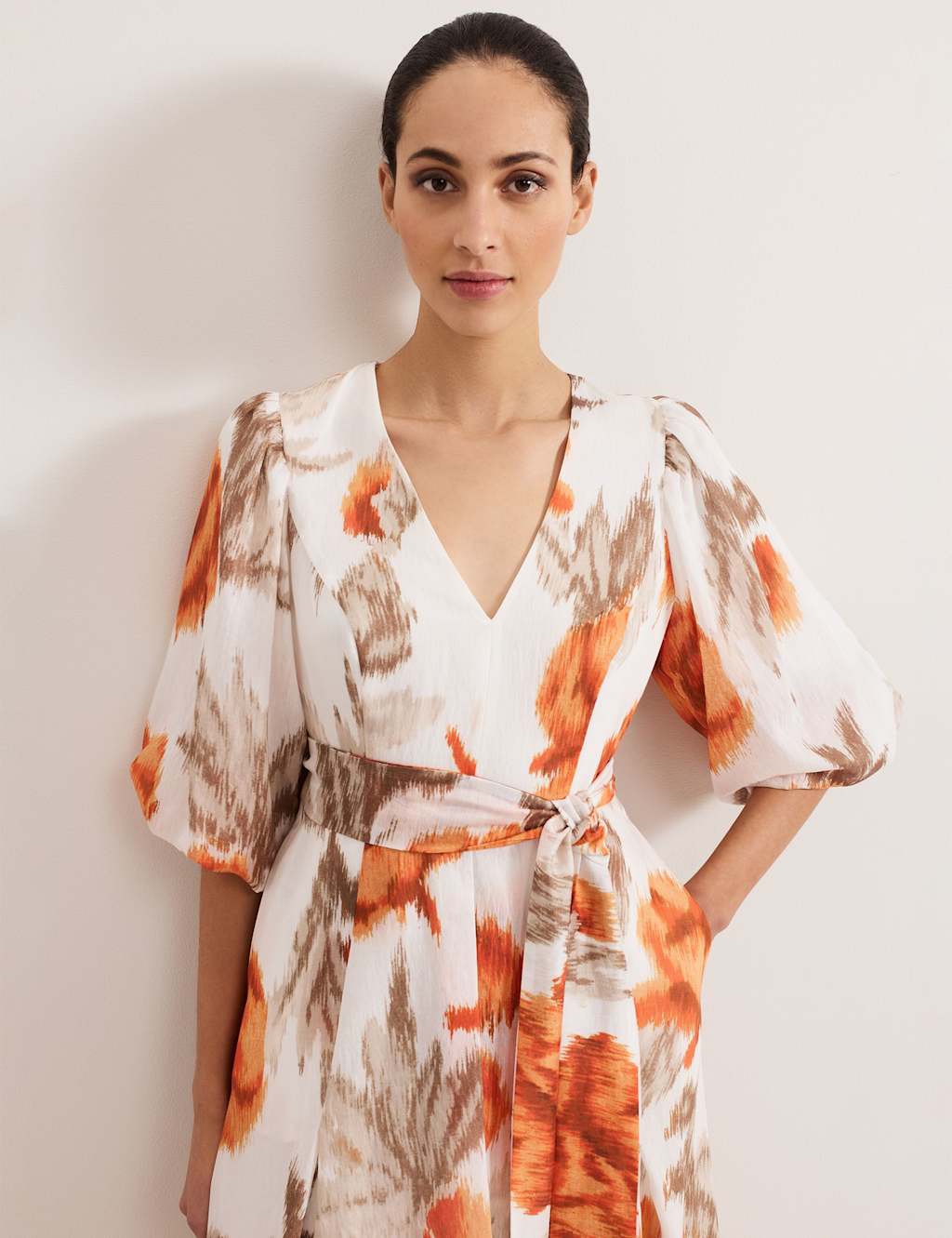 Floral Tie Front Midi Skater Dress 4 of 6
