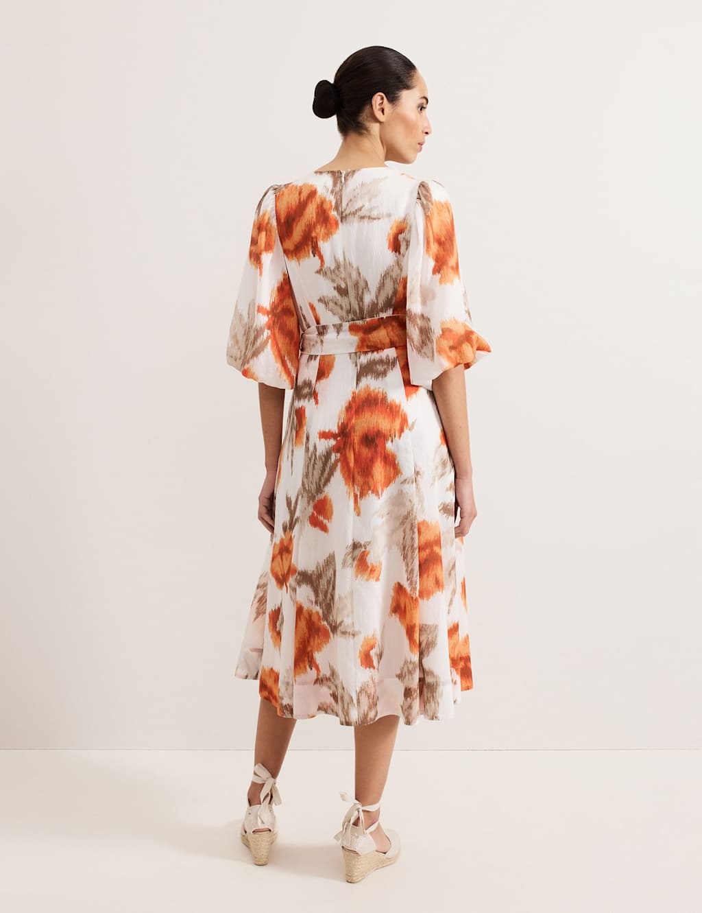 Floral Tie Front Midi Skater Dress 6 of 6