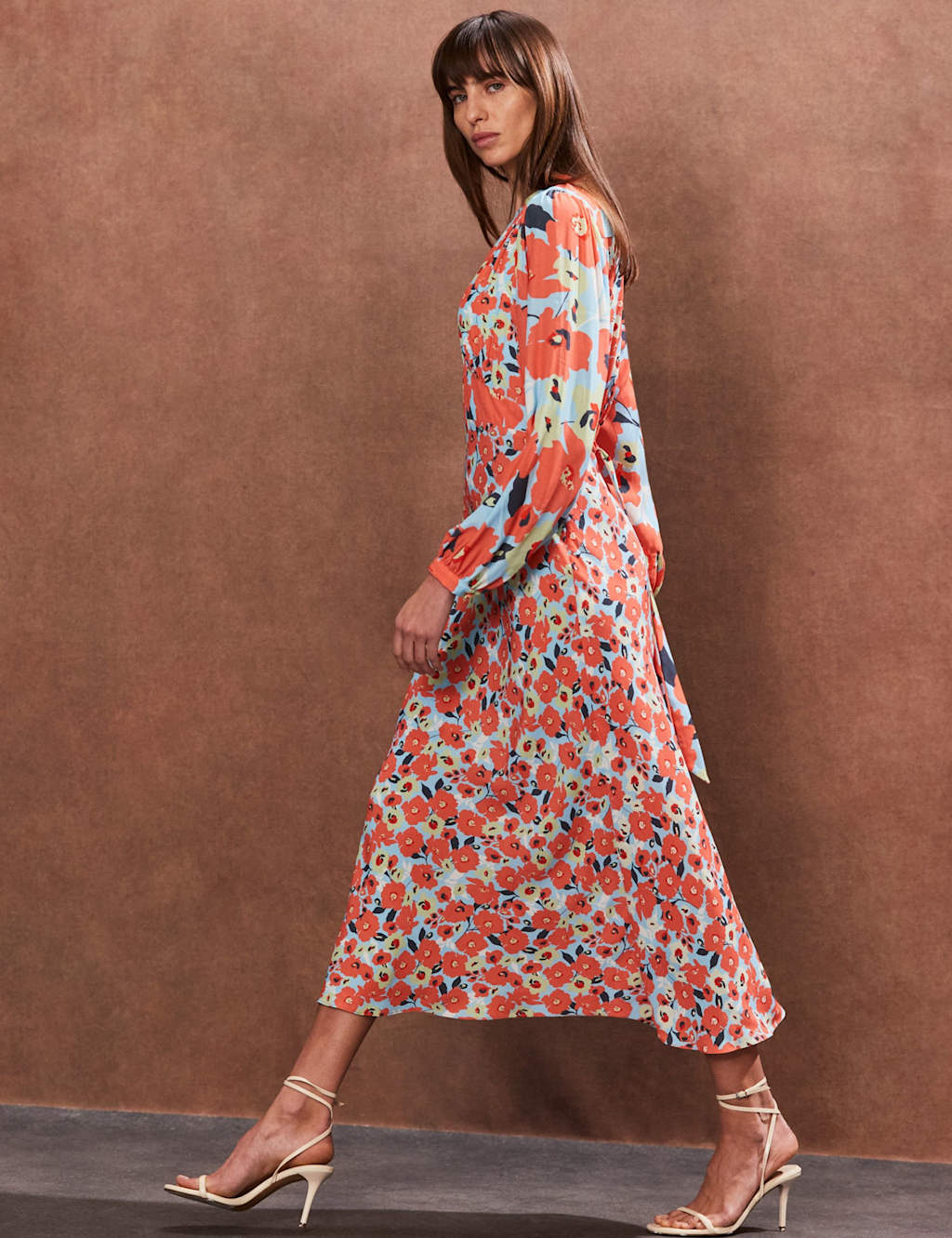 Floral V-Neck Tie Back Midaxi Tea Dress 2 of 4