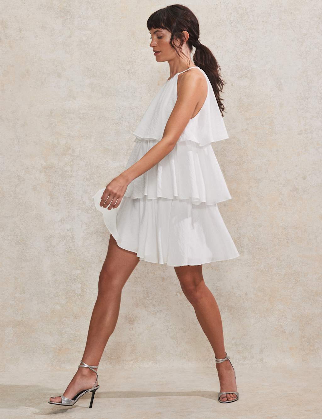 Halter Neck Mini Tiered Dress 1 of 5