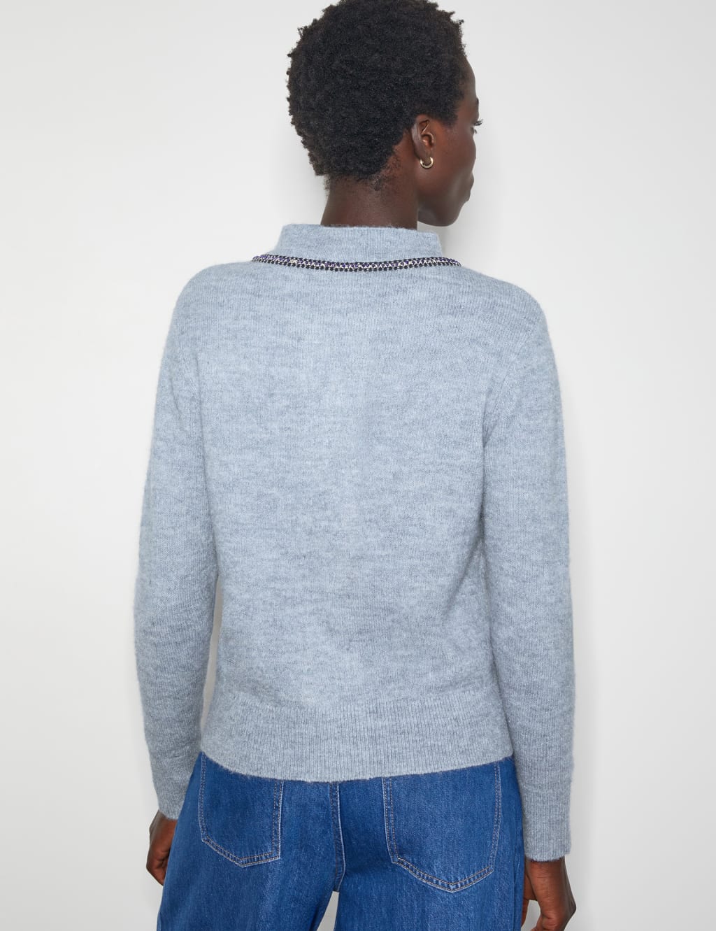 Crew Neck Button Front Relaxed Cardigan 3 of 4