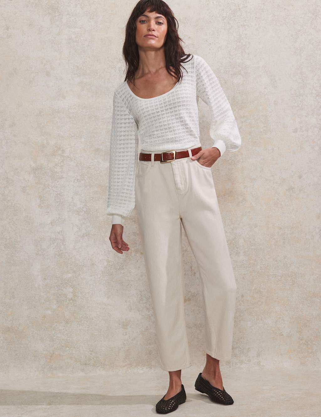 Pointelle Scoop Neck Knitted Top 2 of 6