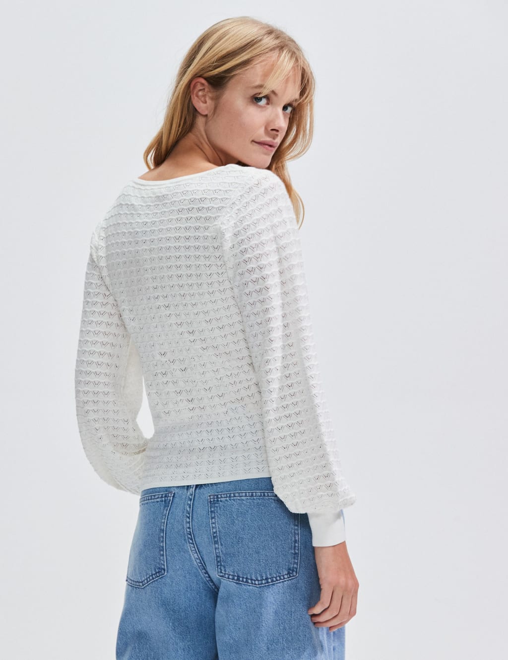 Pointelle Scoop Neck Knitted Top 3 of 6