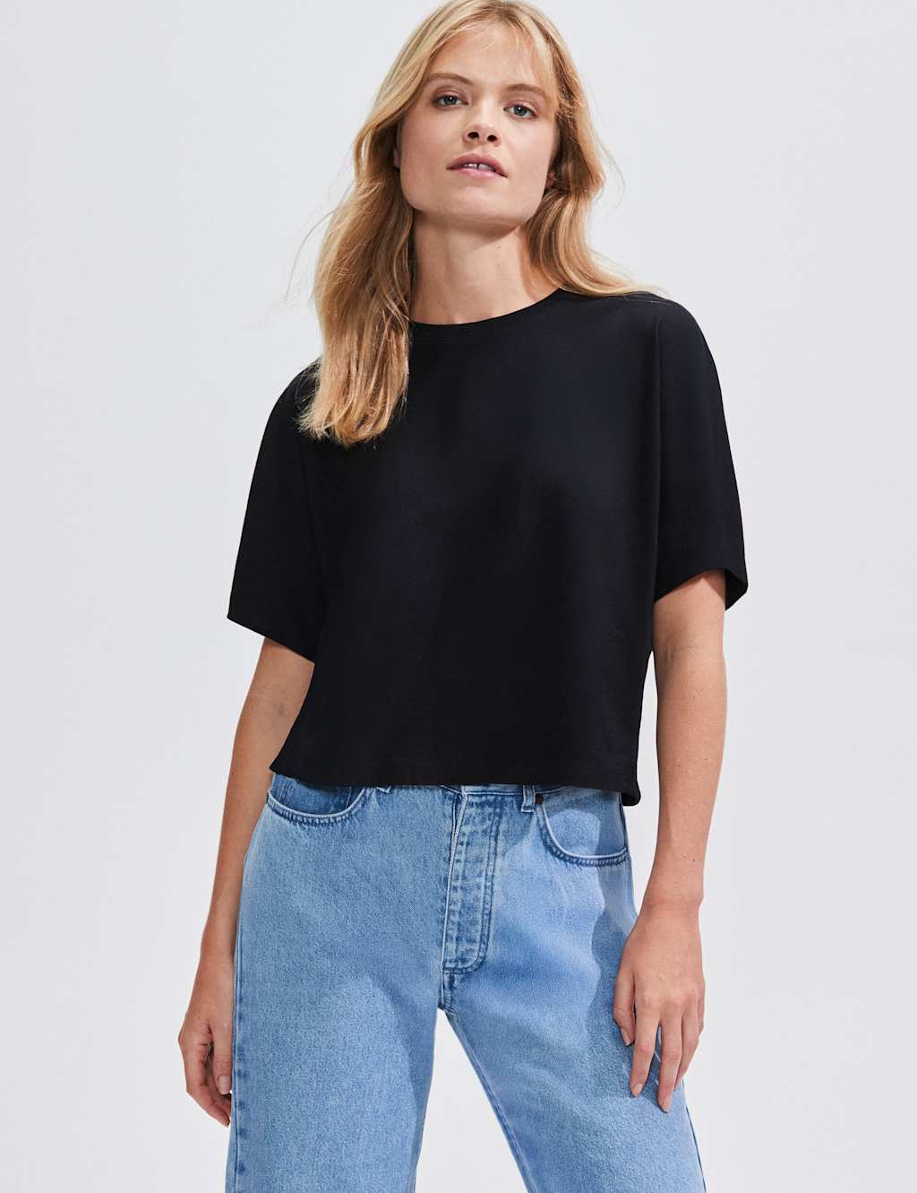 Pure Cotton Crew Neck Boxy Top 2 of 3