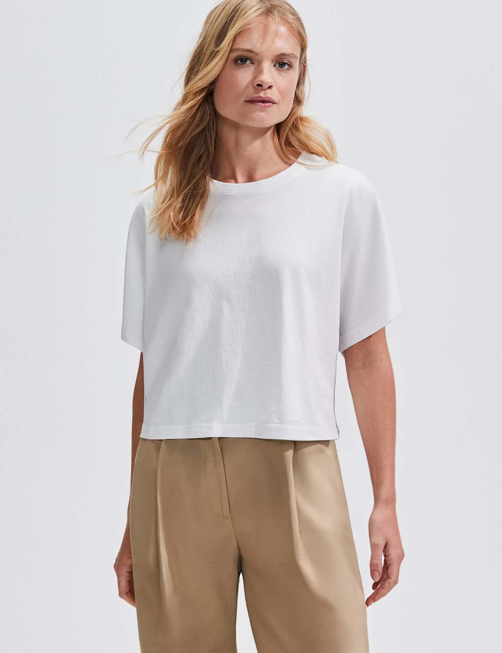 Pure Cotton Crew Neck Boxy Top 2 of 3
