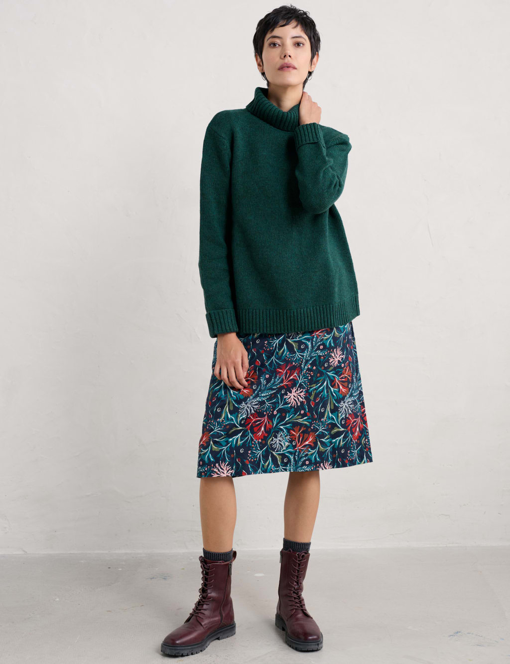 Casual floral midi skirt shop