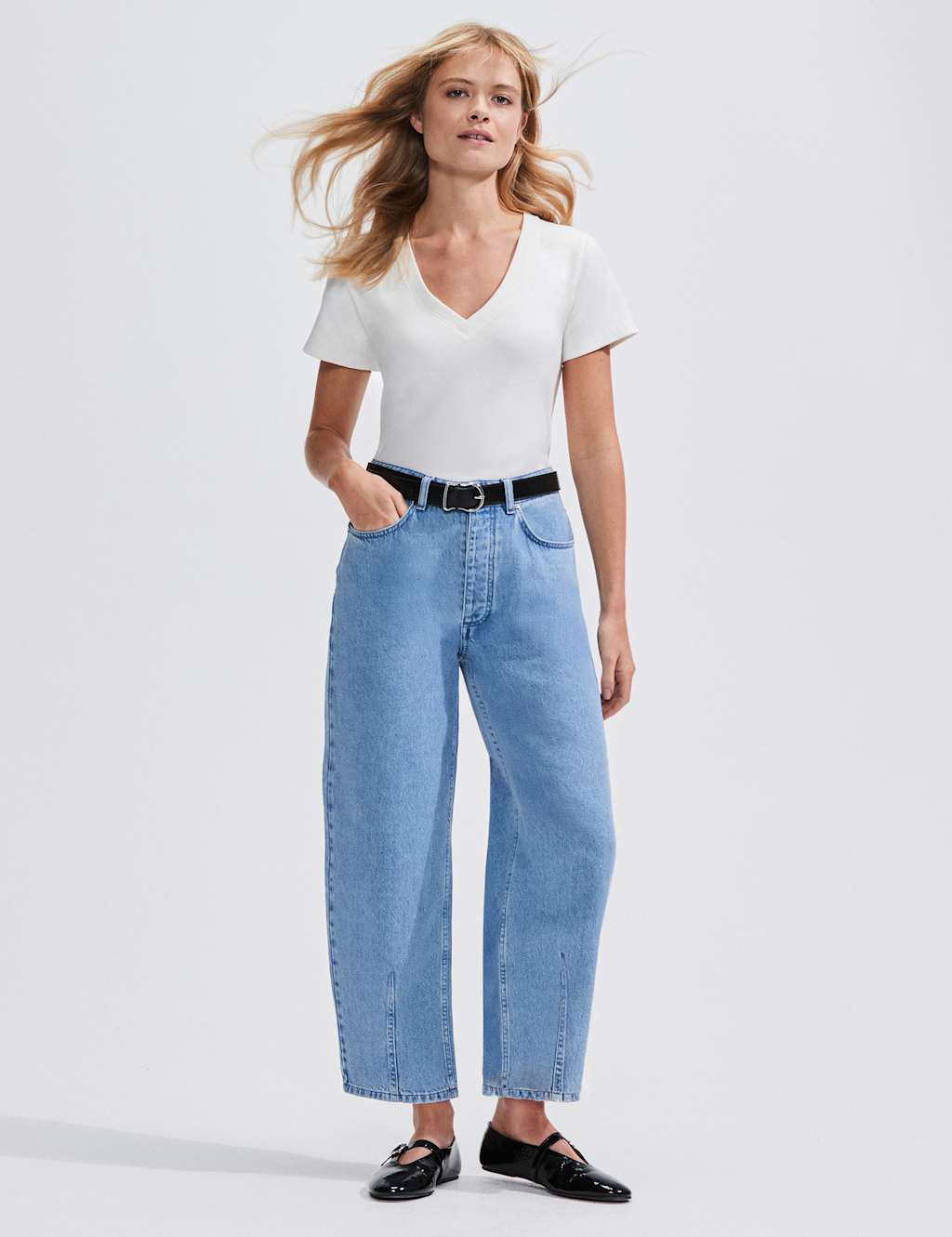 Cotton Rich Ribbed V-Neck T-Shirt 2 of 4