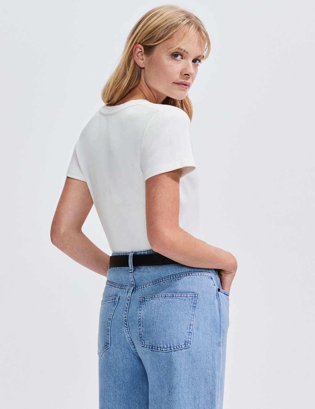 Cotton Rich Ribbed V-Neck T-Shirt 3 of 4