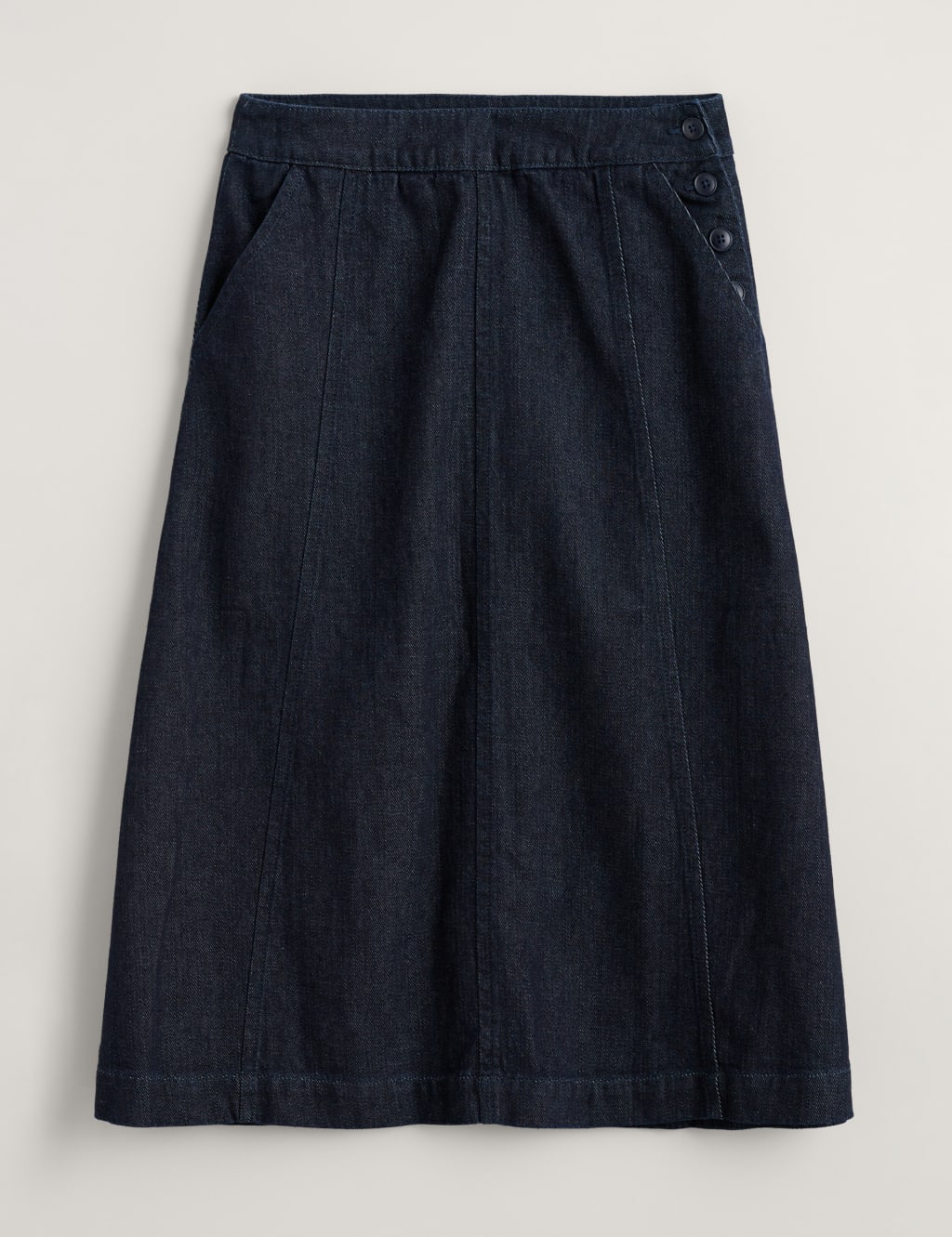 Cotton Rich Denim Midi A-Line Skirt 2 of 5