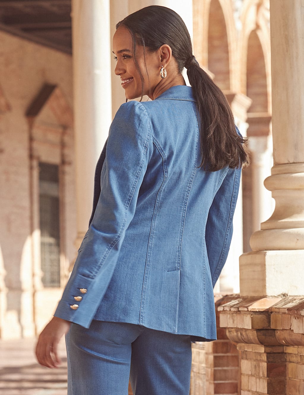 Denim Double Breasted Blazer 3 of 6