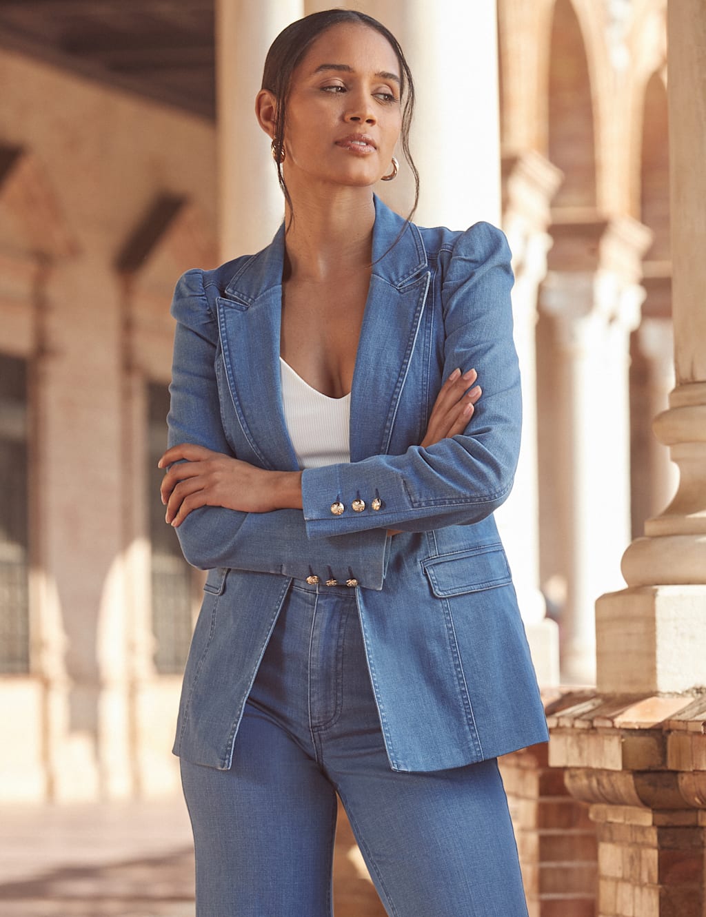 Denim Double Breasted Blazer 4 of 6