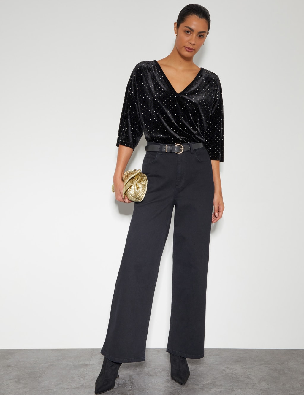 Velvet Pindot V-Neck Top 3 of 5