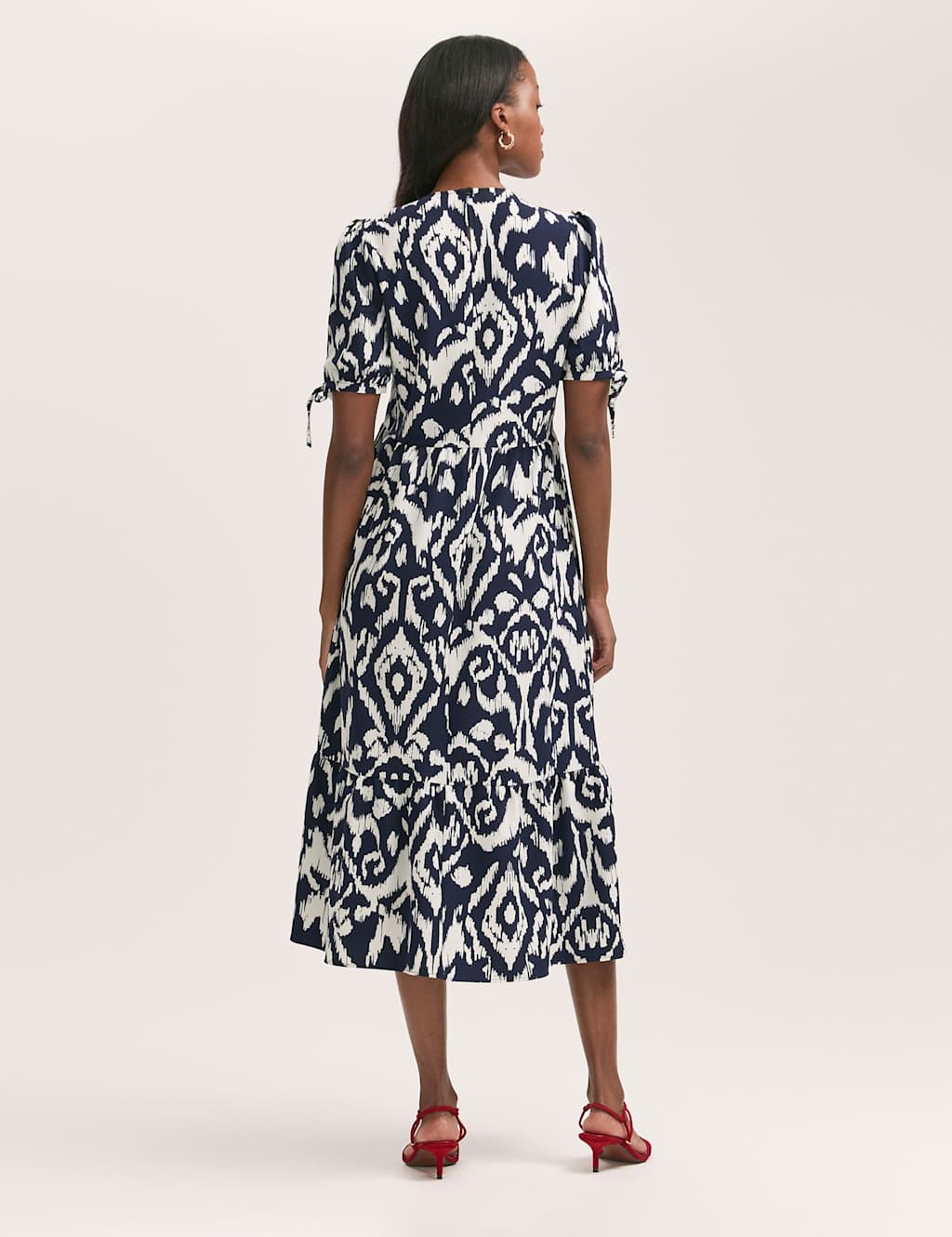 Crepe Printed Midi Tiered Tea Dress 2 of 4
