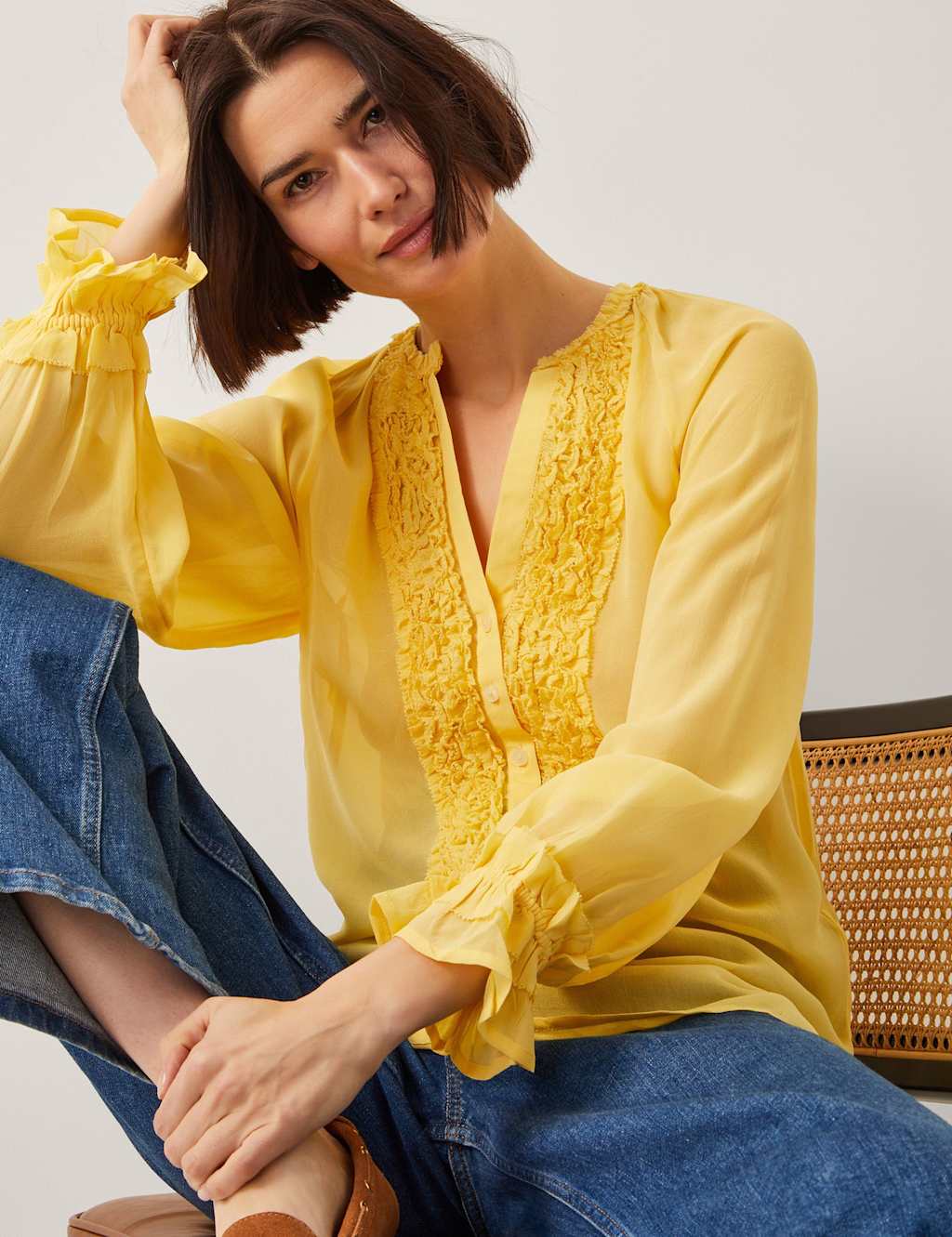 V-Neck Frill Detail Blouse 2 of 4