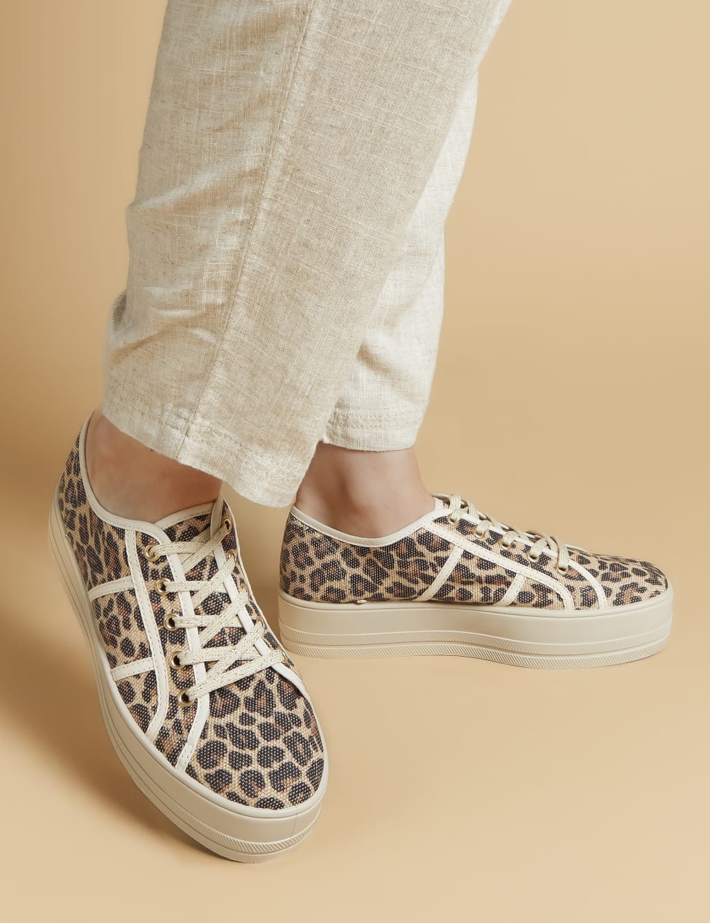 Lace Up Animal Print Platform Trainers 1 of 7