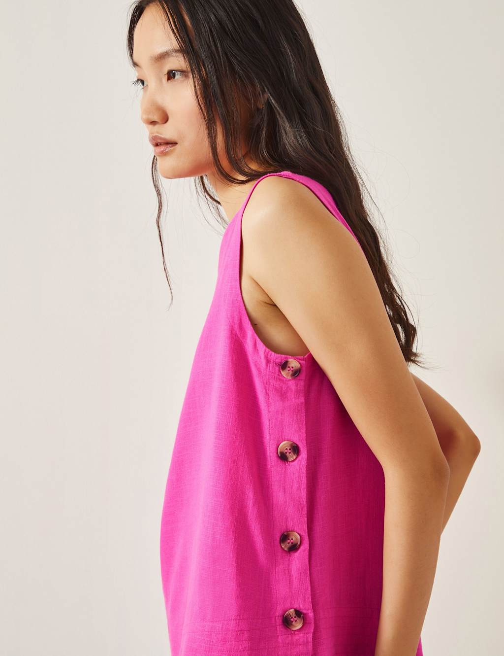 Button Detail Tank Top with Linen 3 of 4