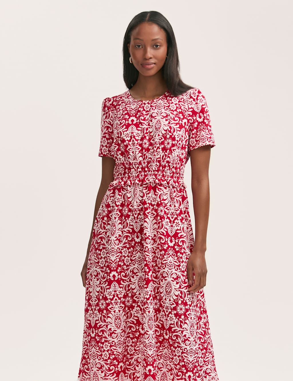 Crepe Printed Midi Tea Dress 3 of 4
