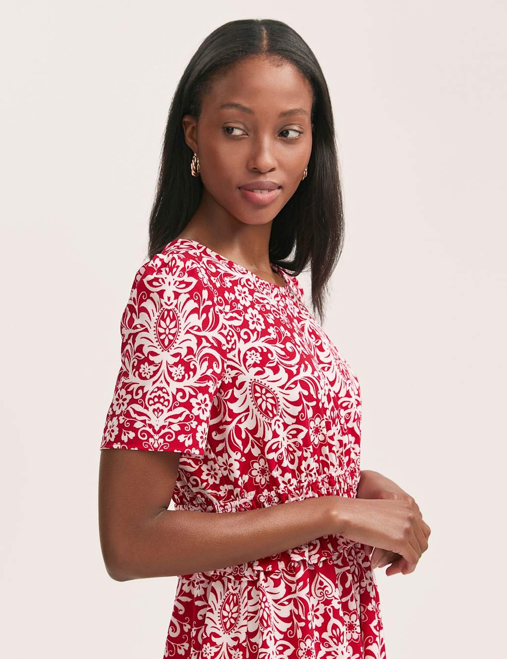 Crepe Printed Midi Tea Dress 4 of 4
