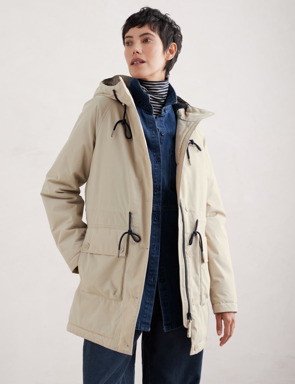 Cotton Rich Showerproof Longline Raincoat 3 of 5