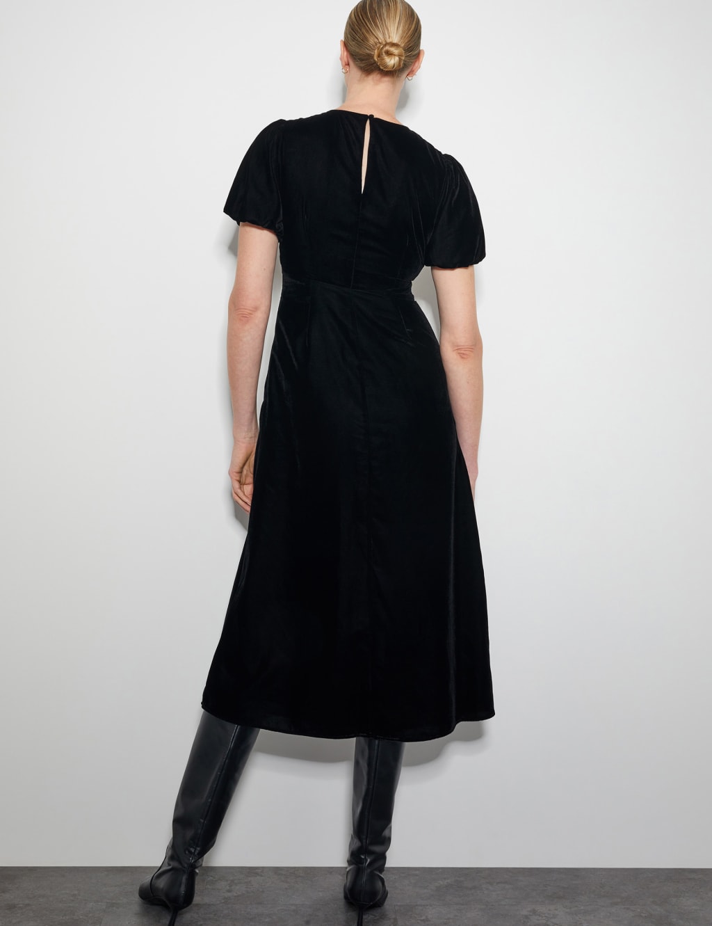 Velvet Embroidered Midi Waisted Dress 5 of 5