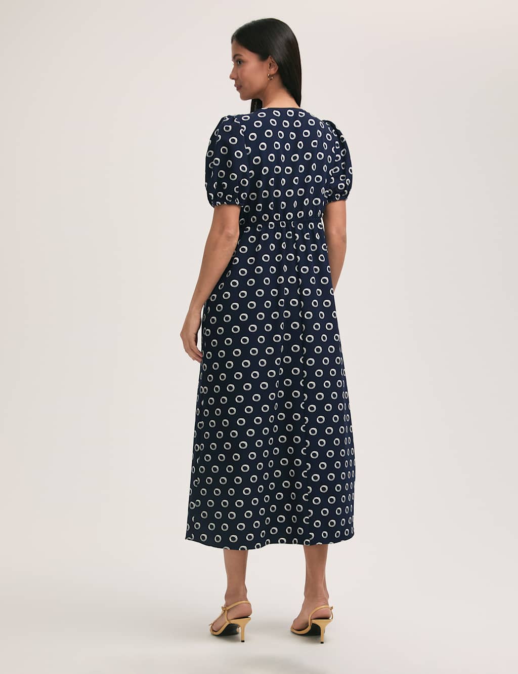 Polka Dot V-Neck Midi Tea Dress 2 of 4
