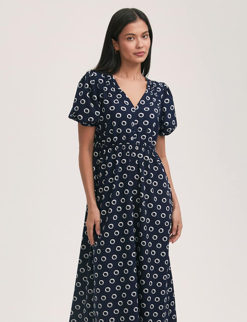 Polka Dot V-Neck Midi Tea Dress 3 of 4