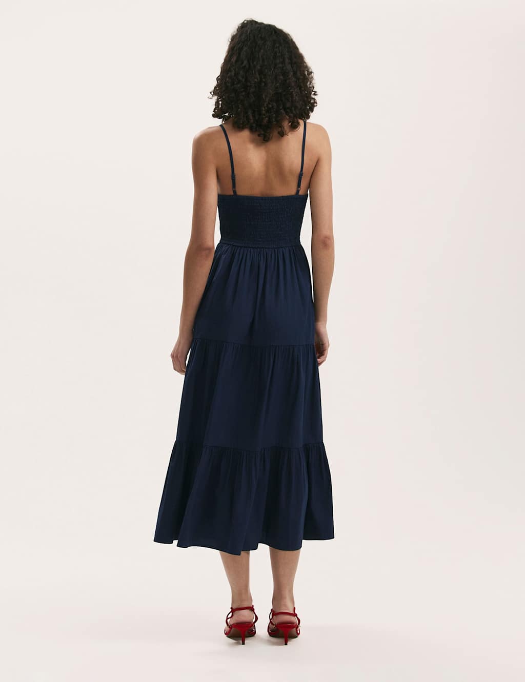 Pure Cotton V-Neck Midi Tiered Dress 2 of 4