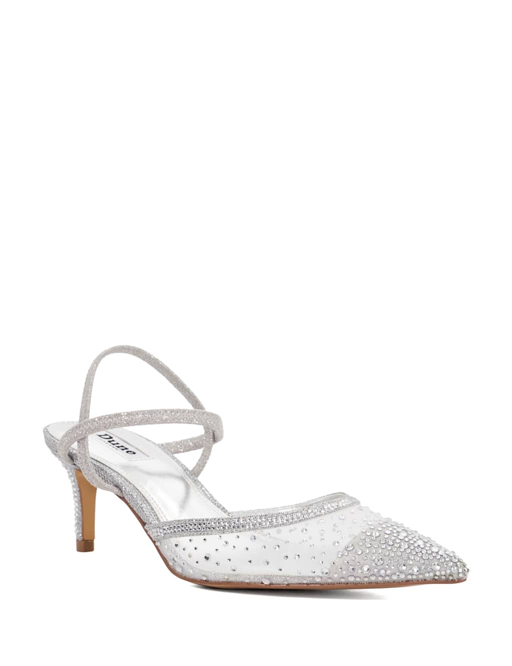 Sparkle Mesh Detail Kitten Heel Court Shoes 5 of 6