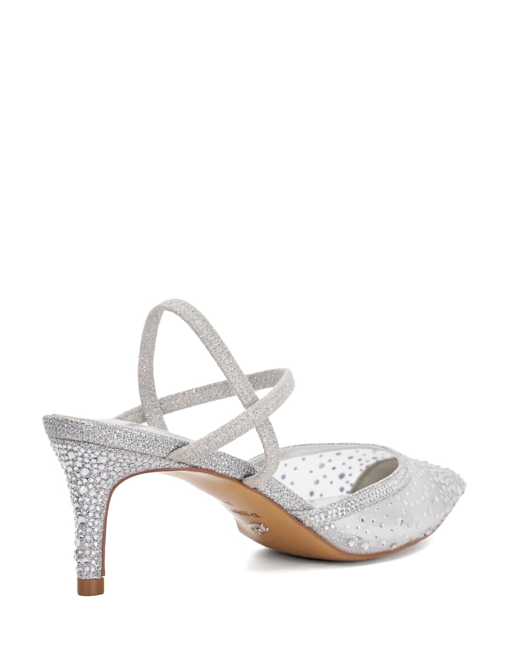 Sparkle Mesh Detail Kitten Heel Court Shoes 6 of 6