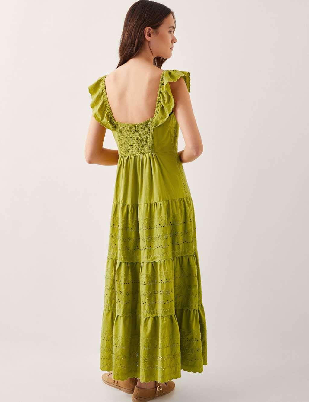 Pure Cotton Broderie Square Neck Tiered Dress 2 of 4