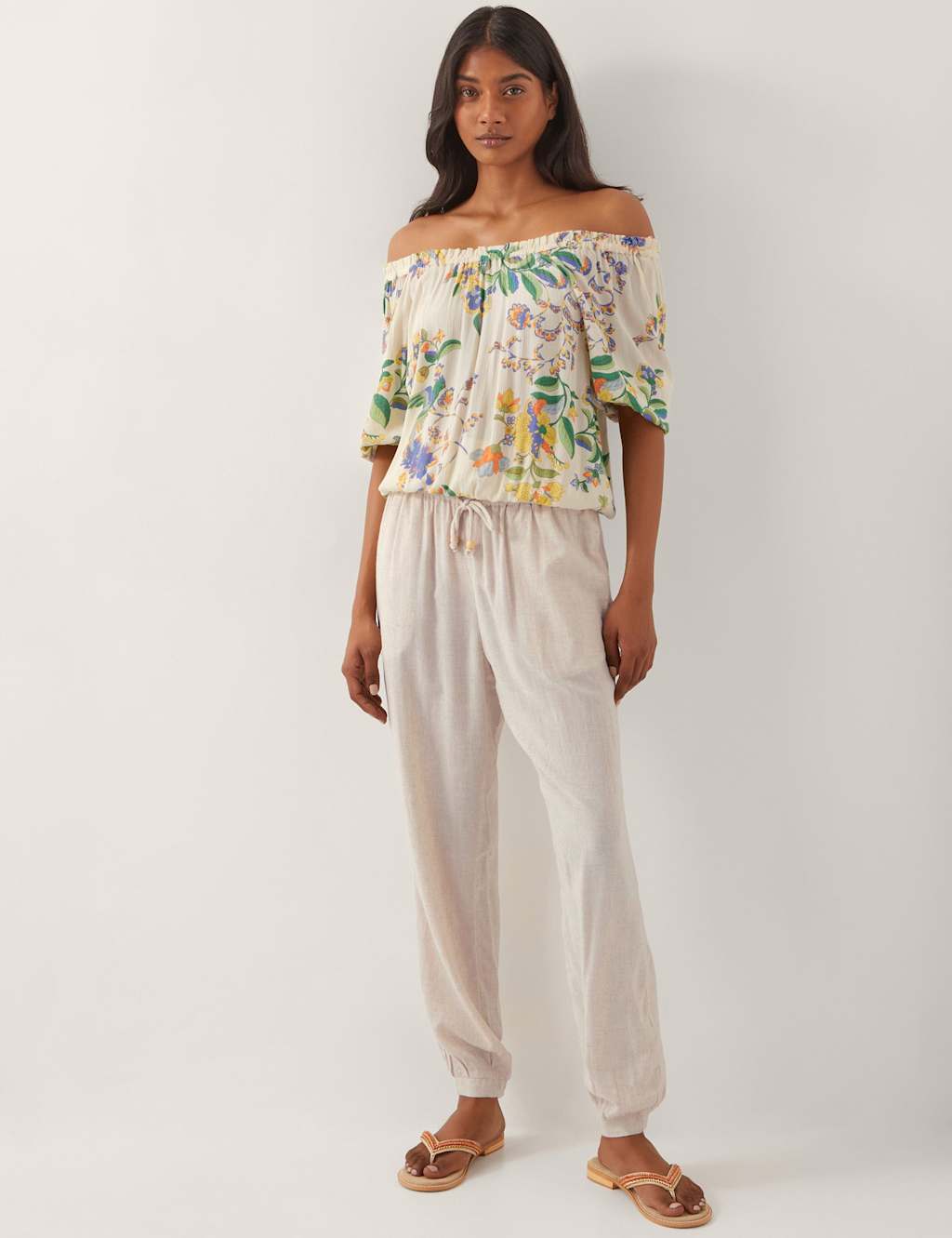 Straight Leg Cuffed Trousers With Linen 4 of 4