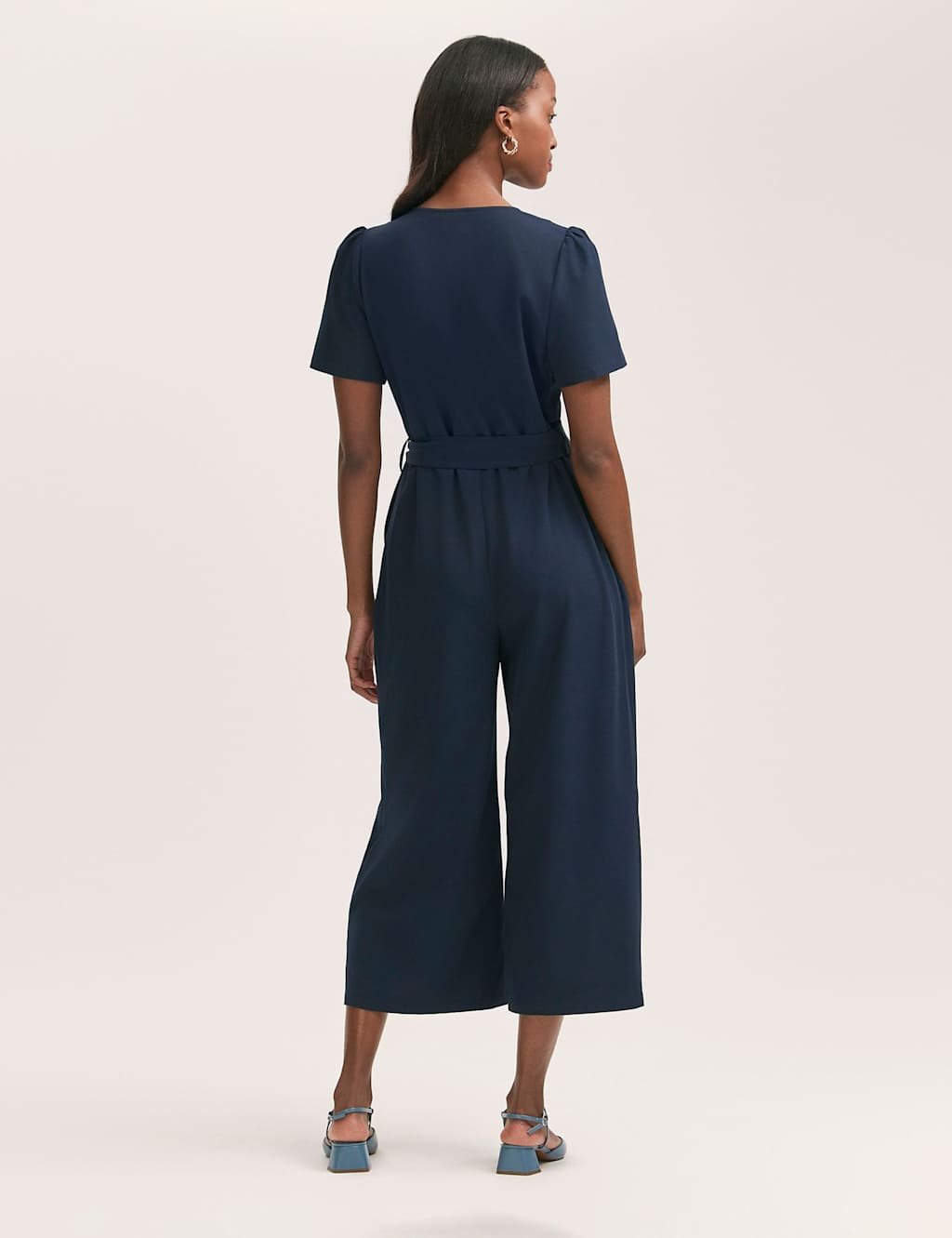 Crepe Button Front Short Sleeve Jumpsuit 2 of 4