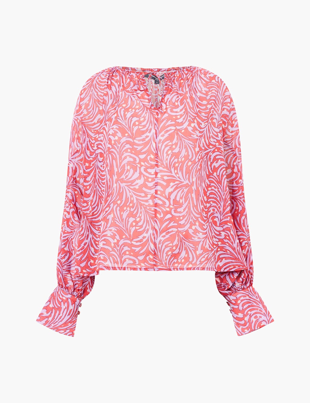 Printed Tie Neck Blouson Sleeve Blouse 2 of 3