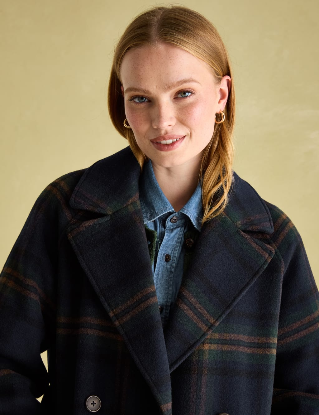 Joules check plaid coat deals