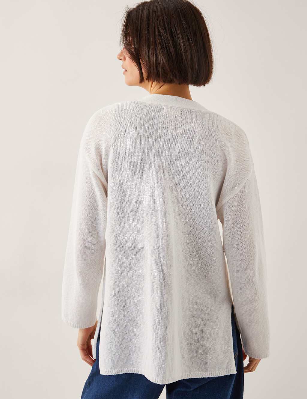 Cotton Rich Textured V-Neck Cardigan 3 of 5