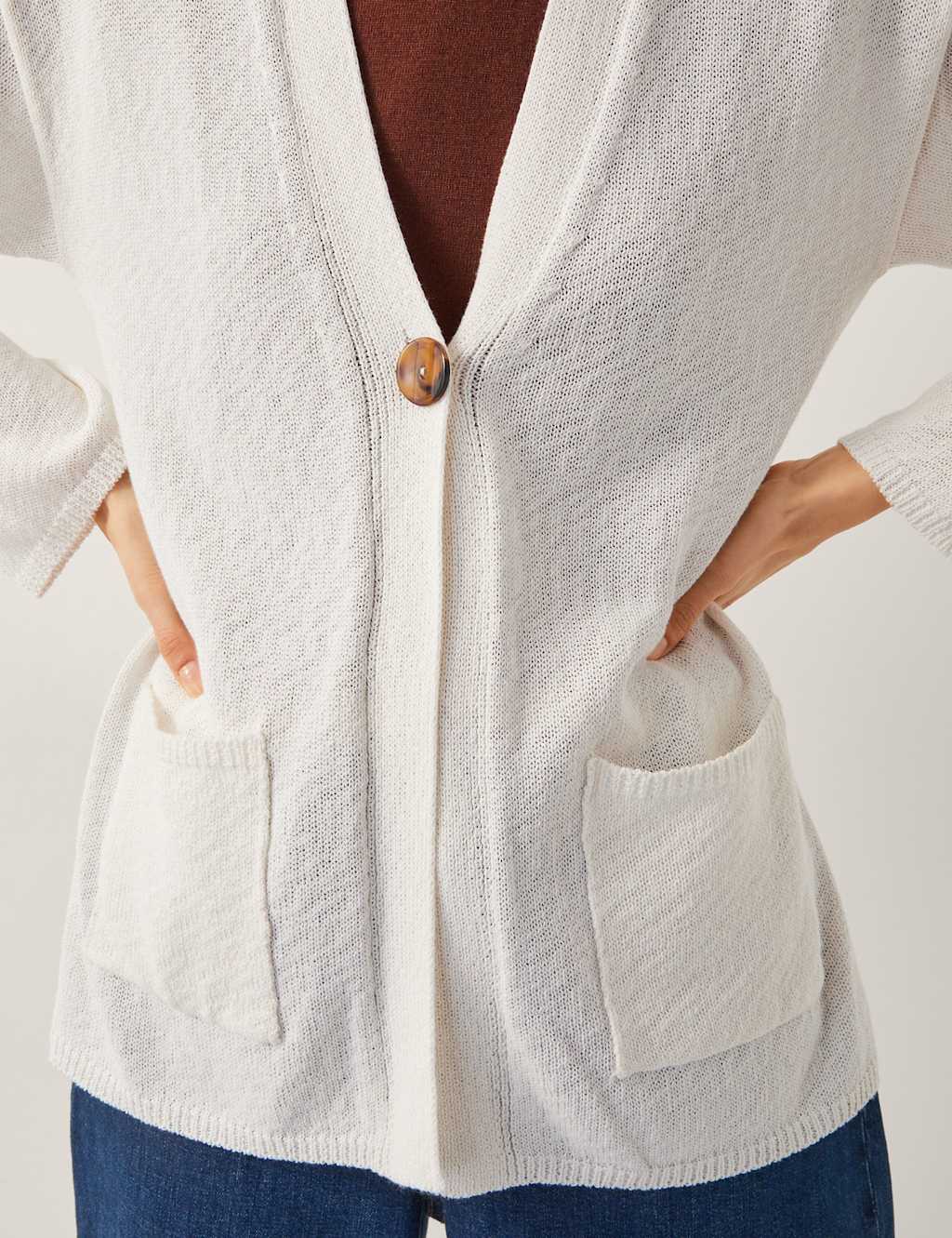 Cotton Rich Textured V-Neck Cardigan 4 of 5