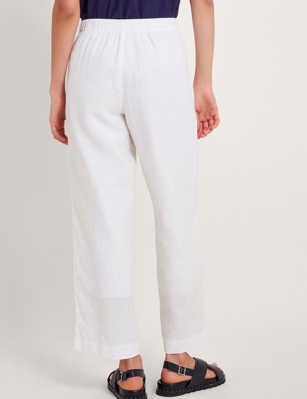 Pure Linen Straight Leg Cropped Trousers