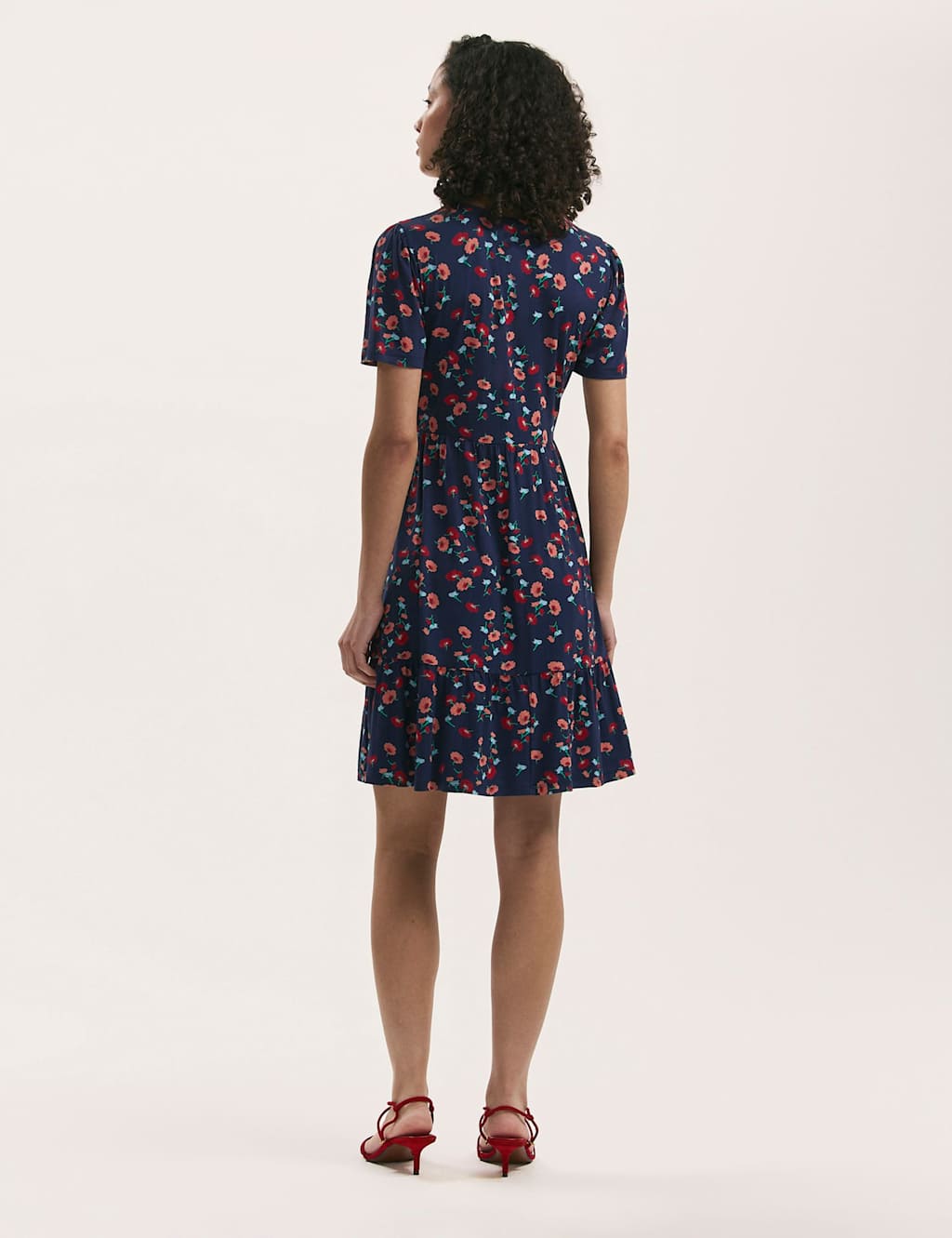 Jersey Floral V-Neck Tiered Dress 2 of 4