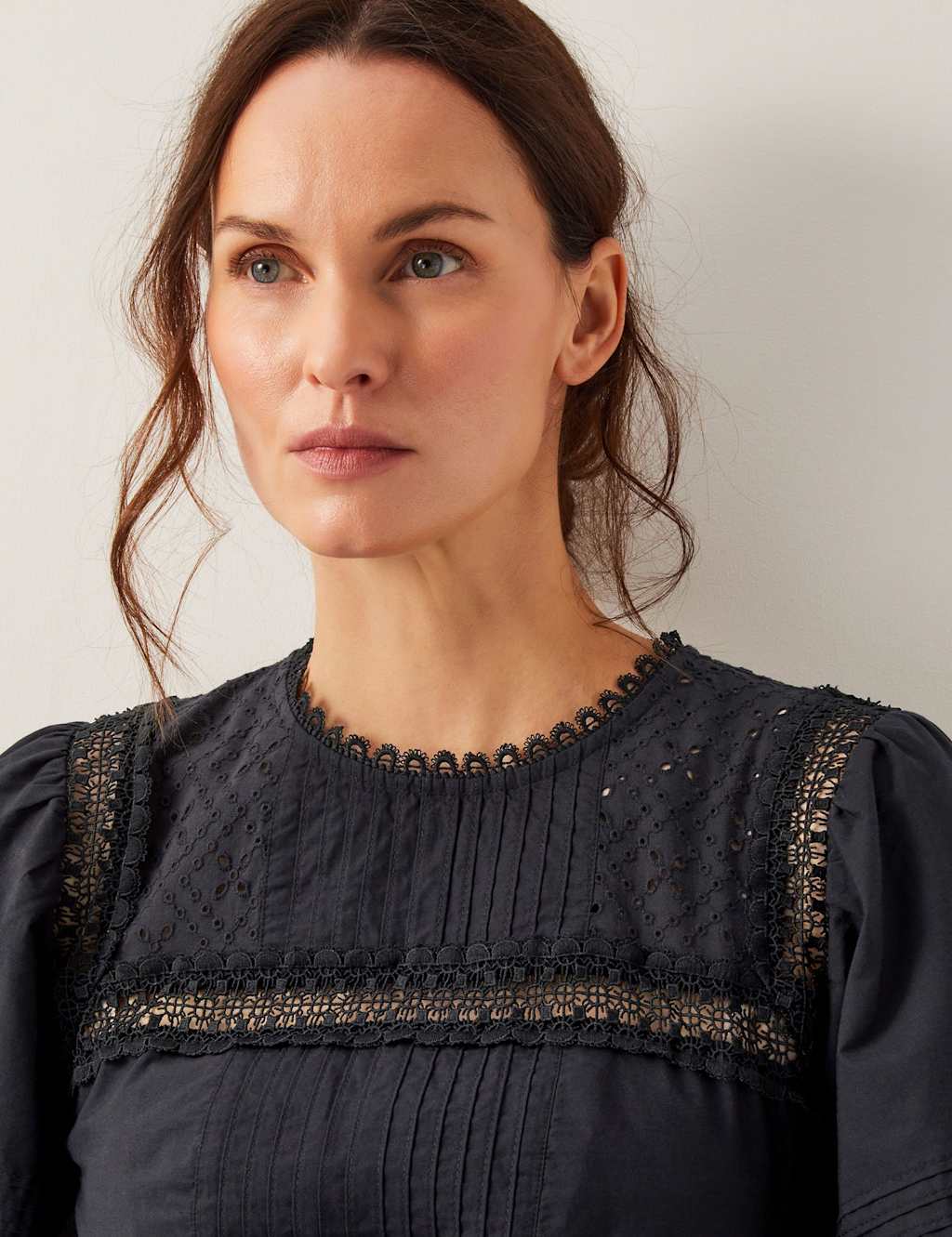 Pure Cotton Broderie Midi Waisted Dress 2 of 4