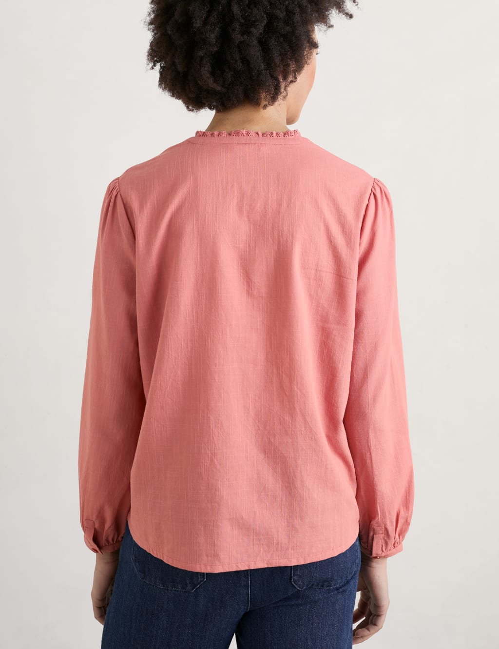 Cotton Rich Crew Neck Lace Detail Top 4 of 5