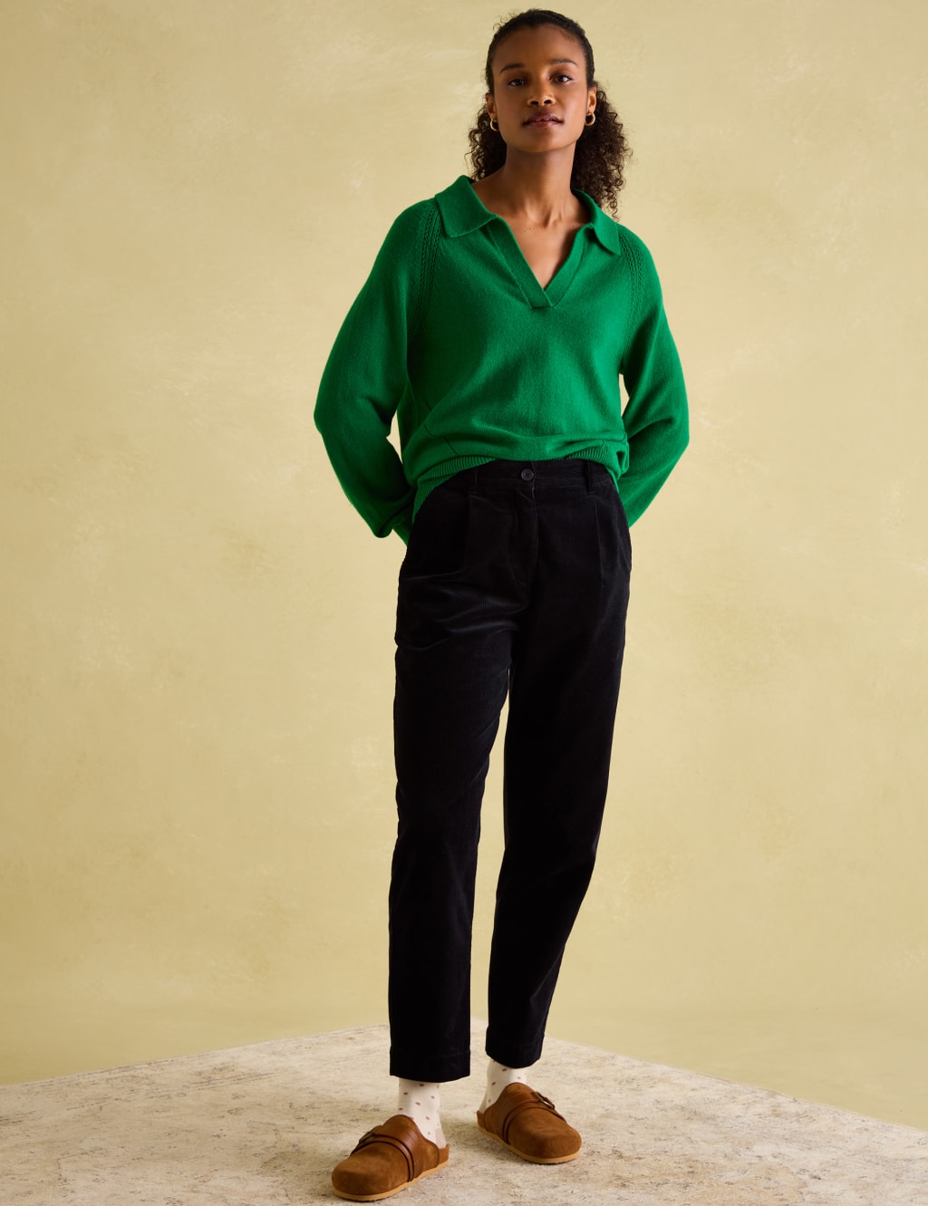 Pointelle Collared V-Neck Jumper with Wool 3 of 6