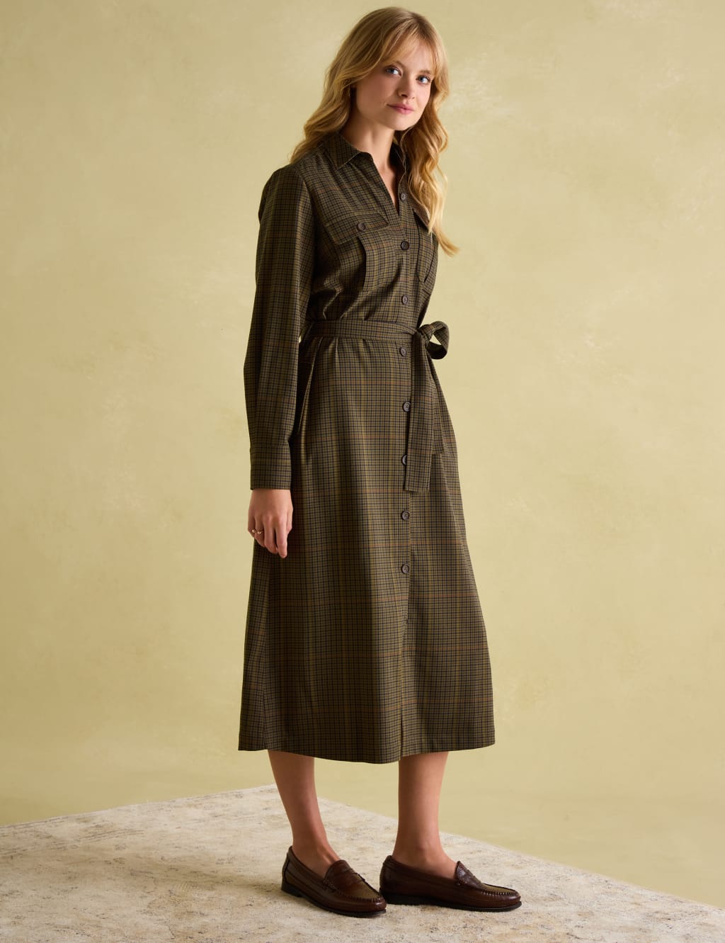 Plaid midi shirt dress sales