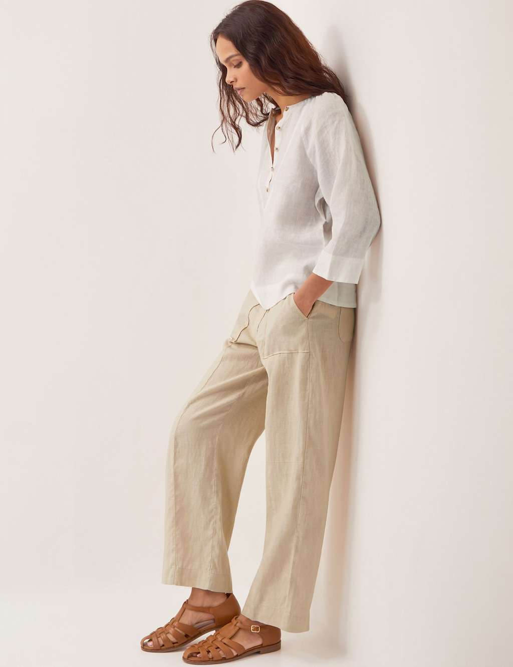 Pure Linen Wide Leg Trousers 2 of 4