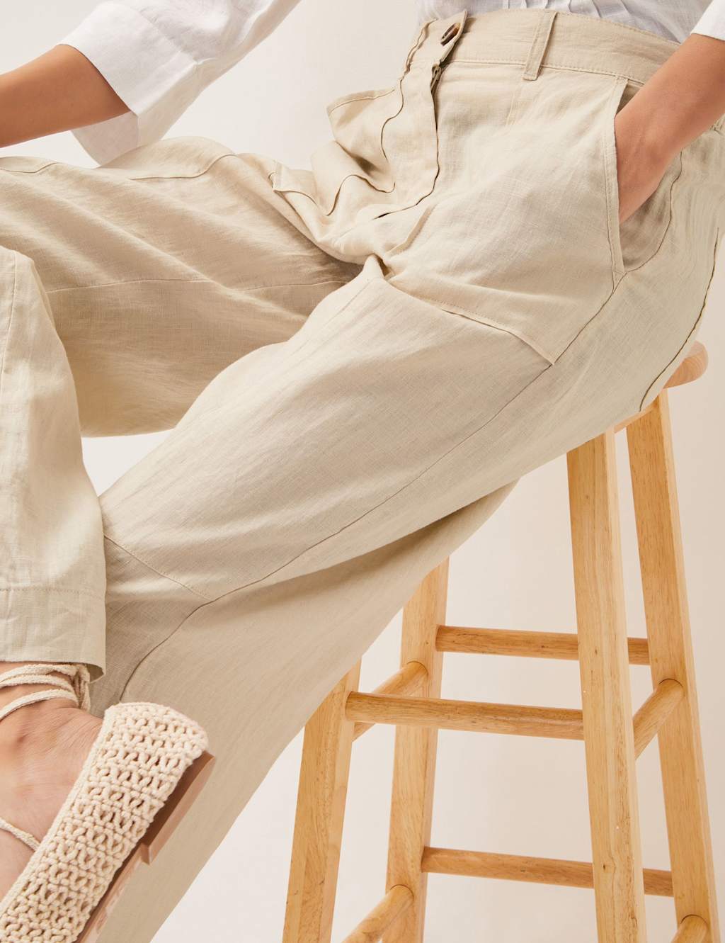Pure Linen Wide Leg Trousers 3 of 4