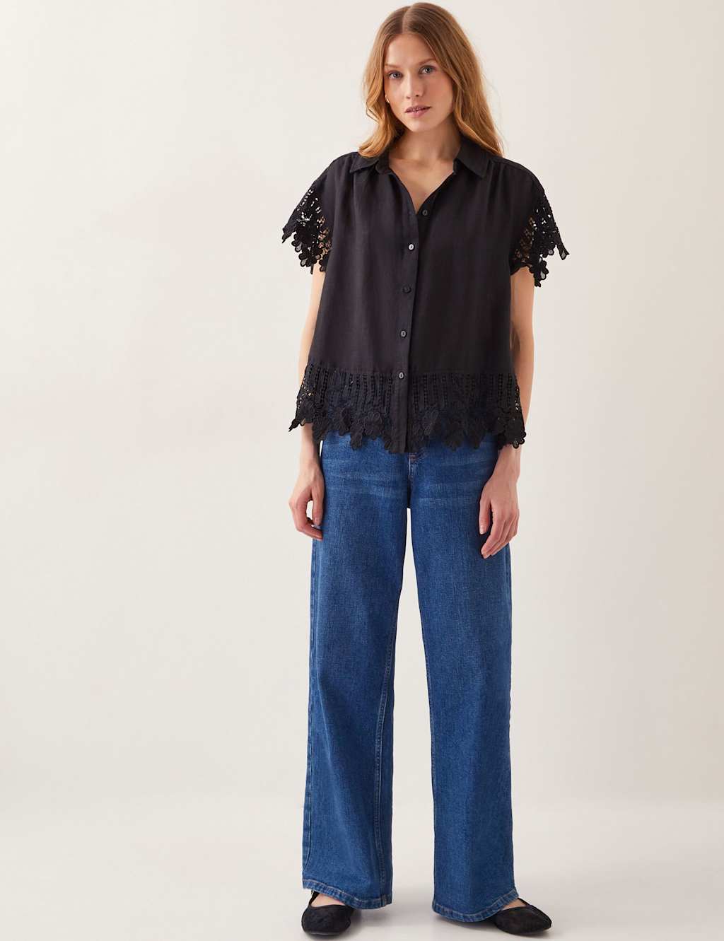 Linen Blend Embroidered Broderie Shirt 4 of 5