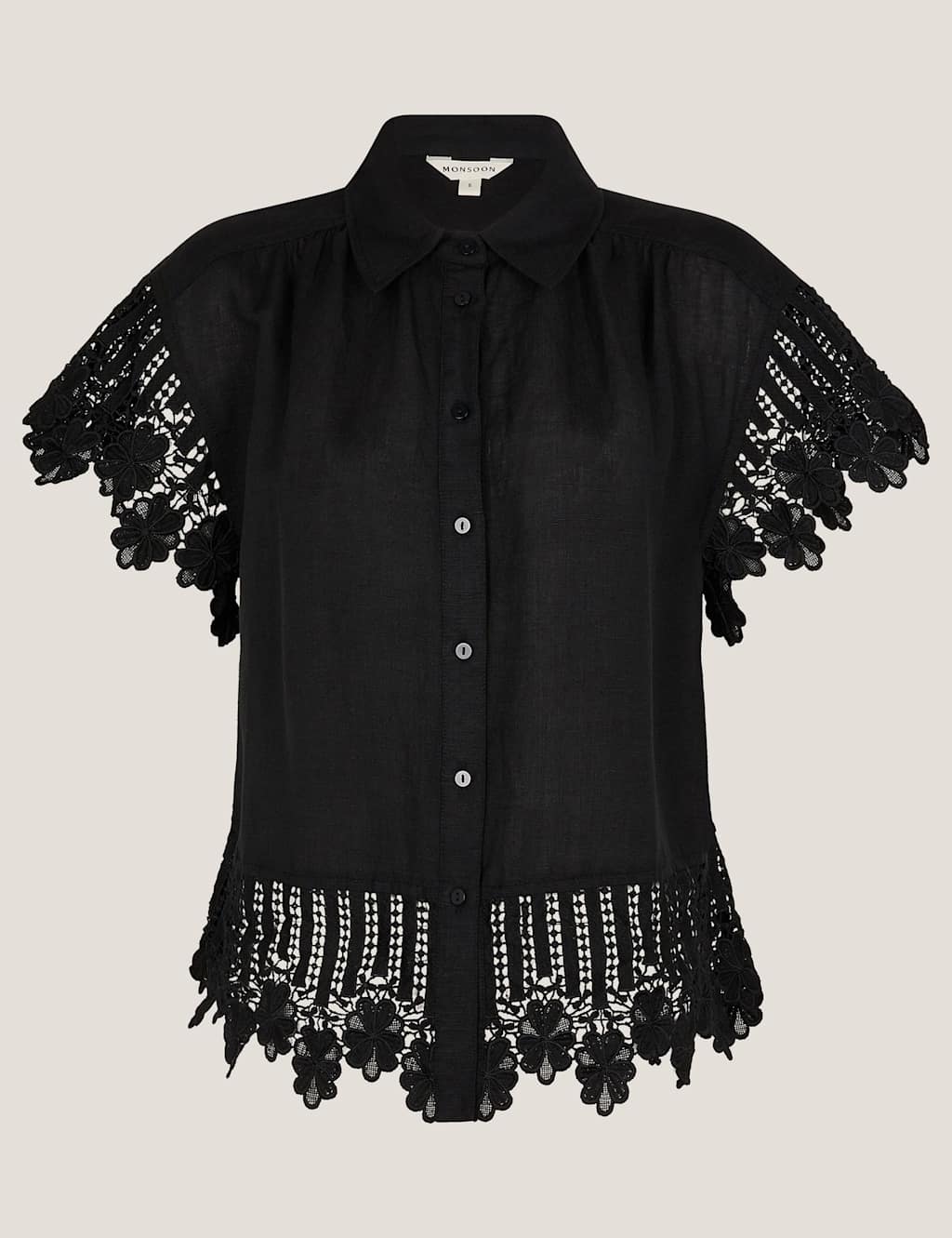 Linen Blend Embroidered Broderie Shirt 2 of 5