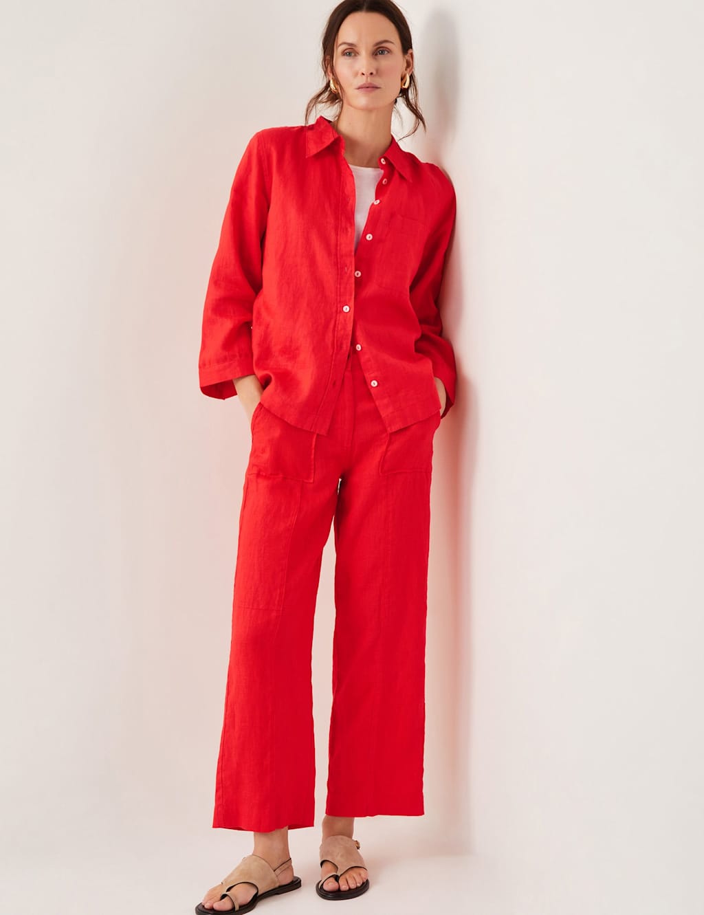 Pure Linen Wide Leg Trousers 3 of 4